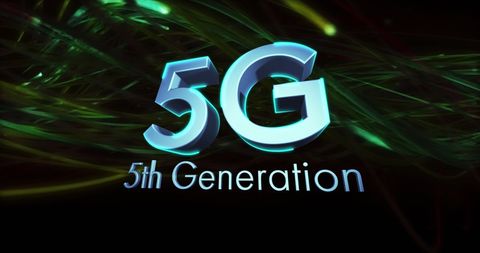 5G 5th Generation Technology with Green Light Effects