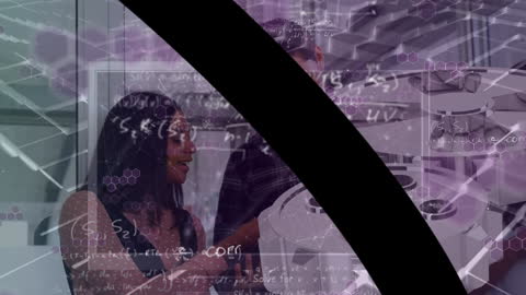 Diverse Professionals Collaborating with Tech and Formulas