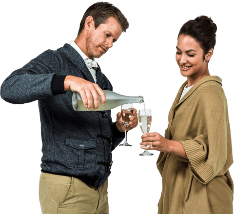 Transparent Couple Celebrating Moment with Wine