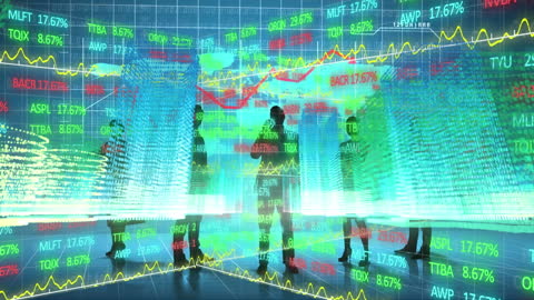 Business People Analyzing Financial Data with Digital Interface