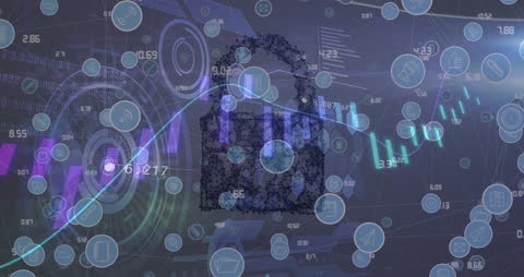 Abstract Cybersecurity Lock and Analytics