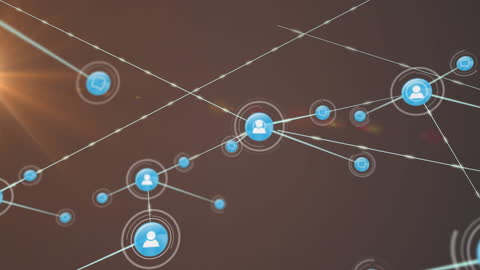 Digital Networking Icons in Abstract Technology Concept