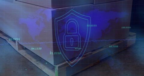 Digital shield security overlay on world logistics