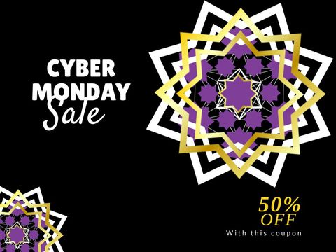 Cyber Monday Sale with Geometric Star Design - Download Free Stock Templates Pikwizard.com