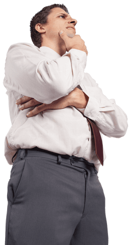 Pensive Businessman Transparent Background Contemplation Pose