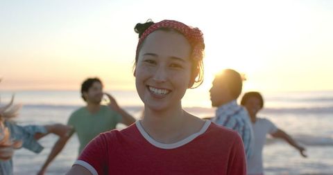 Sunset Beach Party Celebration with Friends