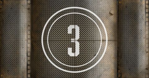 Rustic Number Three on Industrial Metal Background