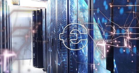 Digital Euro Symbol with Server Room Background - Download Free Stock Images Pikwizard.com