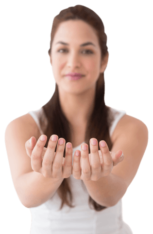 transparent cheerful young woman holding out hands - Download Free Stock Videos Pikwizard.com