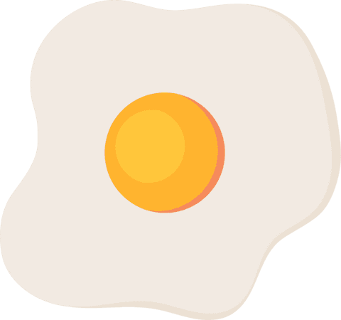 Transparent fried egg illustration with vivid yolk