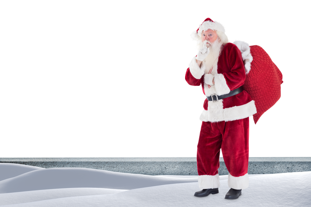 Transparent Santa Claus with Sack Standing on Snowy Ground - Download Free Stock Videos Pikwizard.com