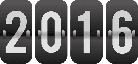 Digital flipboard number 2016 on transparent background