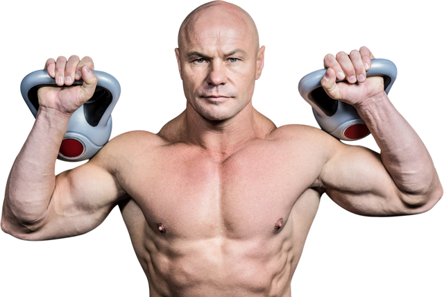 Male Bodybuilder Lifting Kettlebells Isolated on White Transparent Background - Download Free Stock Videos Pikwizard.com