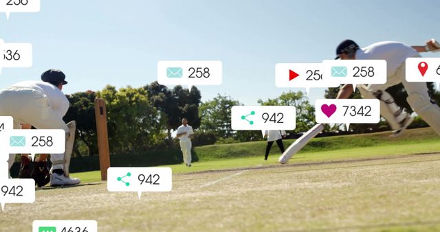 Cricket Game with Social Media and Data Integration Digital Overlay - Download Free Stock Images Pikwizard.com