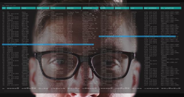 Focused Programmer Analyzing Code Reflections, Glasses with Codes Overlay - Download Free Stock Images Pikwizard.com