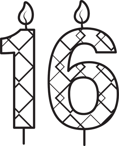 Black 16th Birthday Candles with Pattern on Transparent Background - Download Free Stock Videos Pikwizard.com