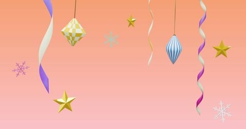 Festive New Year and Christmas Background with Hanging Decorations