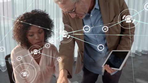 Business Collaboration and Digital Networking in Modern Office