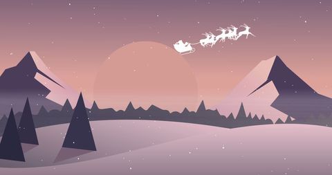 Santa Claus Sleigh Over Winter Mountains at Sunset - Download Free Stock Images Pikwizard.com