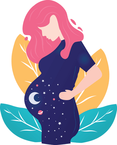 transparent illustration of pregnant woman with cosmic design on belly - Download Free Stock Videos Pikwizard.com