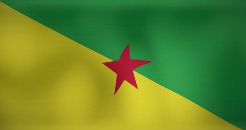 Waving Flag of French Guiana with Red Star Detail