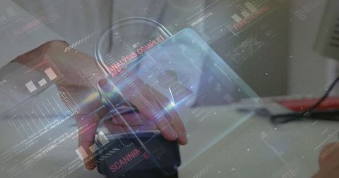 Digital Payment Security with Padlock Hologram Overlay