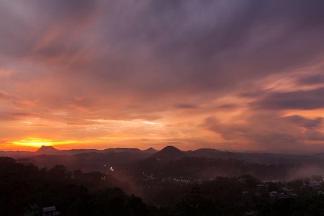 Dramatic Sunrise Over Mountains with Colorful Sky and Mist - Download Free Stock Photos Pikwizard.com