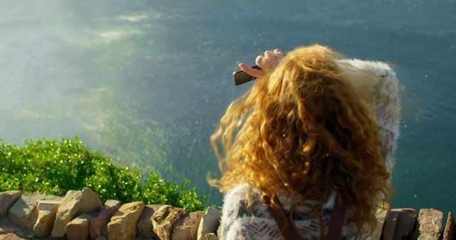 Young Woman Enjoying Coastal View With Binoculars - Download Free Stock Images Pikwizard.com