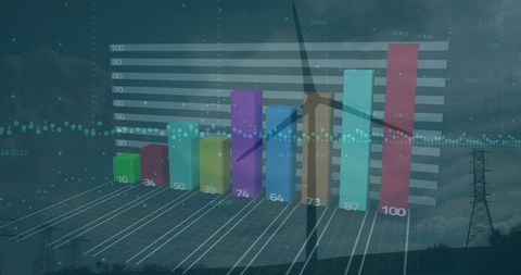 Renewable Energy Data with Wind Turbine Landscape Backdrop