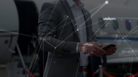 Businessman Using Smartphone with Futuristic Network Connections