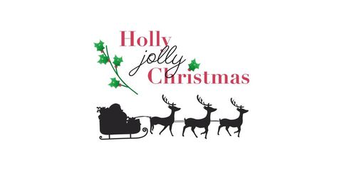 Holly Jolly Christmas Text with Santa and Sleigh Silhouette - Download Free Stock Images Pikwizard.com