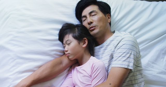 Father and Daughter Sleeping Together Peacefully - Download Free Stock Images Pikwizard.com