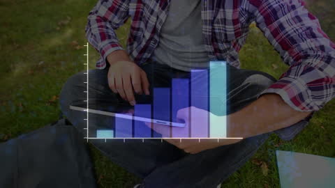 Man Utilizing Tablet for Data Analysis in Garden