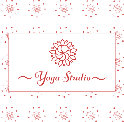 Elegant red yoga studio logo with mandala on transparent background