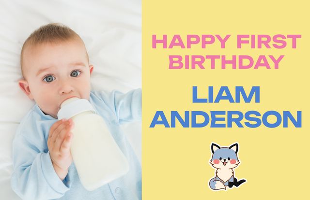 Perfect for first birthday cards, baby announcements, or social media posts. Ideal image for celebrating a special milestone in a baby's life, showcasing innocence and joy. Can be used in parenting blogs, family photo albums, and children's birthday party themes.
