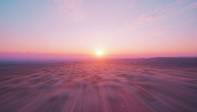 Dreamlike Twilight Over Desert Landscape with Stunning Pastel Hues