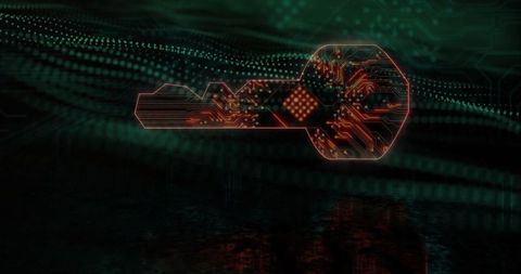 Digital key symbolizing cybersecurity encryption technology