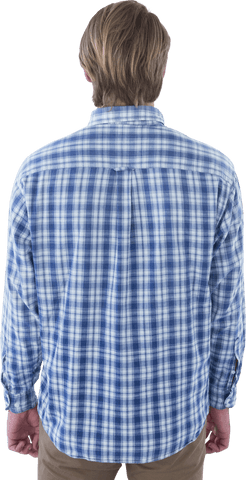Transparent isolated rear view businessman with plaid shirt