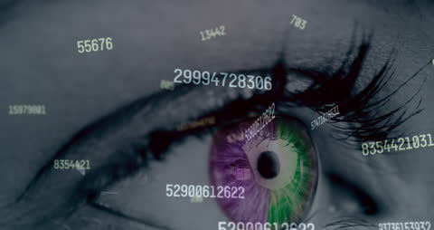 Bionic Eye with Digital Data Overlay in Technology Concept