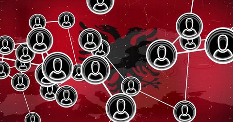 Digital Network Connects Users Over Albanian Flag Background - Download Free Stock Images Pikwizard.com