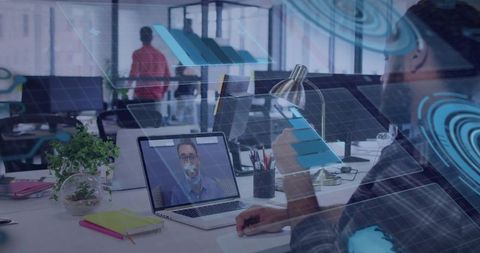Collaborating remotely with augmented reality overlays in modern open-plan office workspace