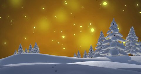 Winter Wonderland with Snowy Pinetrees and Golden Sky - Download Free Stock Images Pikwizard.com