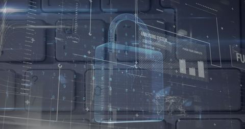 Futuristic Digital Lock Overlay on Keyboard Symbolizing Data Security - Download Free Stock Images Pikwizard.com