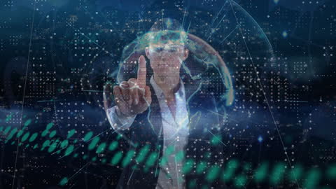 Digital Interface Concept with Global Connections and Financial Data