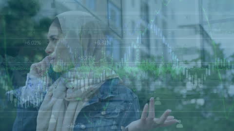 Diverse Business Meeting and Financial Data Concept