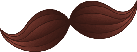 Stylized brown moustache icon with gradient shading transparent background