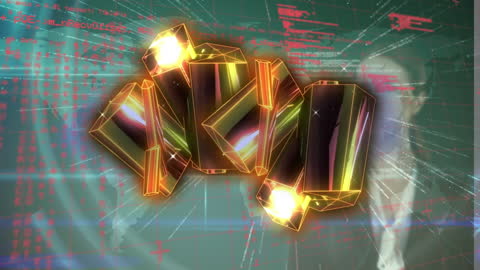 Digital Composite of Geometric Shapes and Technology Overlay