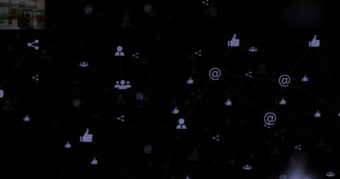 Abstract technology network icons on dark background