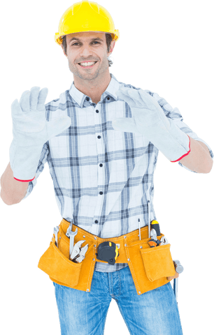 smiling male technician with tool belt and transparent background - Download Free Stock Videos Pikwizard.com