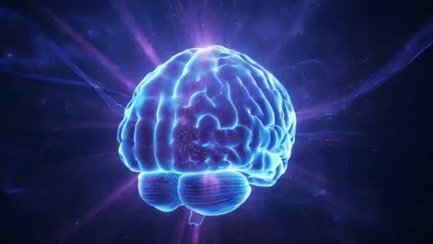 Futuristic 3D Brain Model in Cosmic Nebula